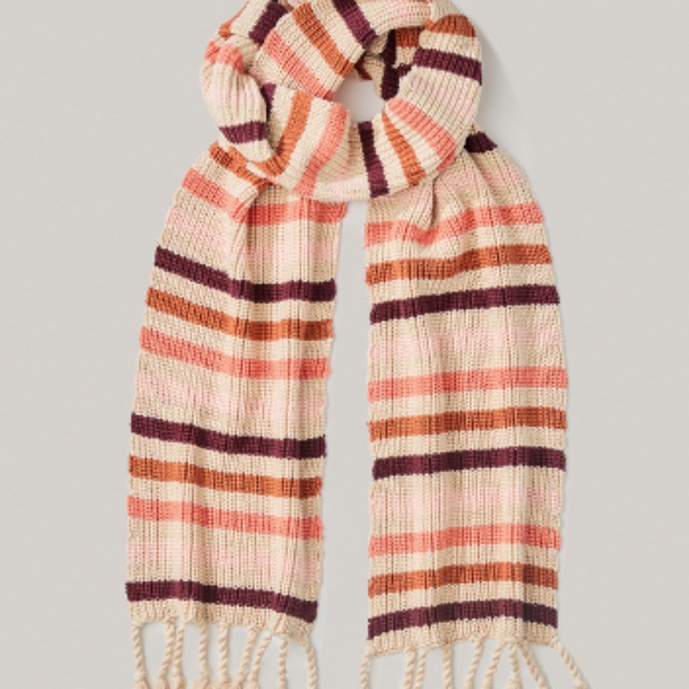 PACT Multicolored Striped Chunky Fringe Scarf, 100% Organic Cotton
